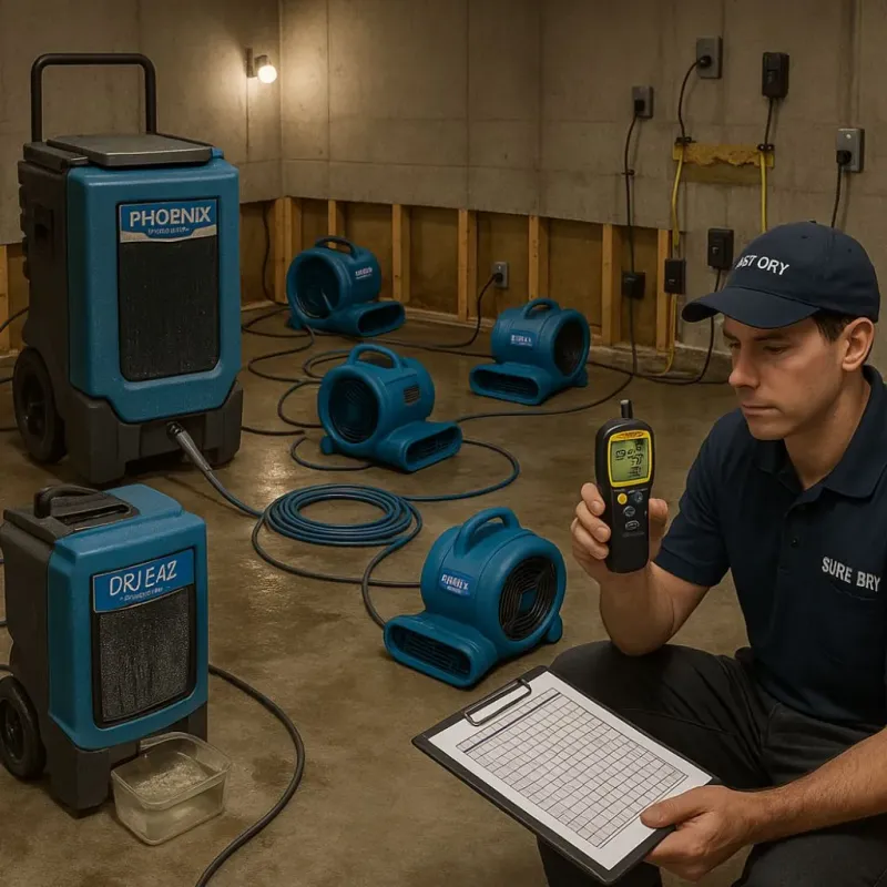 Structural Drying and Dehumidification process in Bertsch-Oceanview, CA
